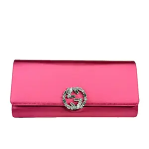 Pre-owned GUCCI GG Leather Small Leather Goods Logo Pink Large Clutch