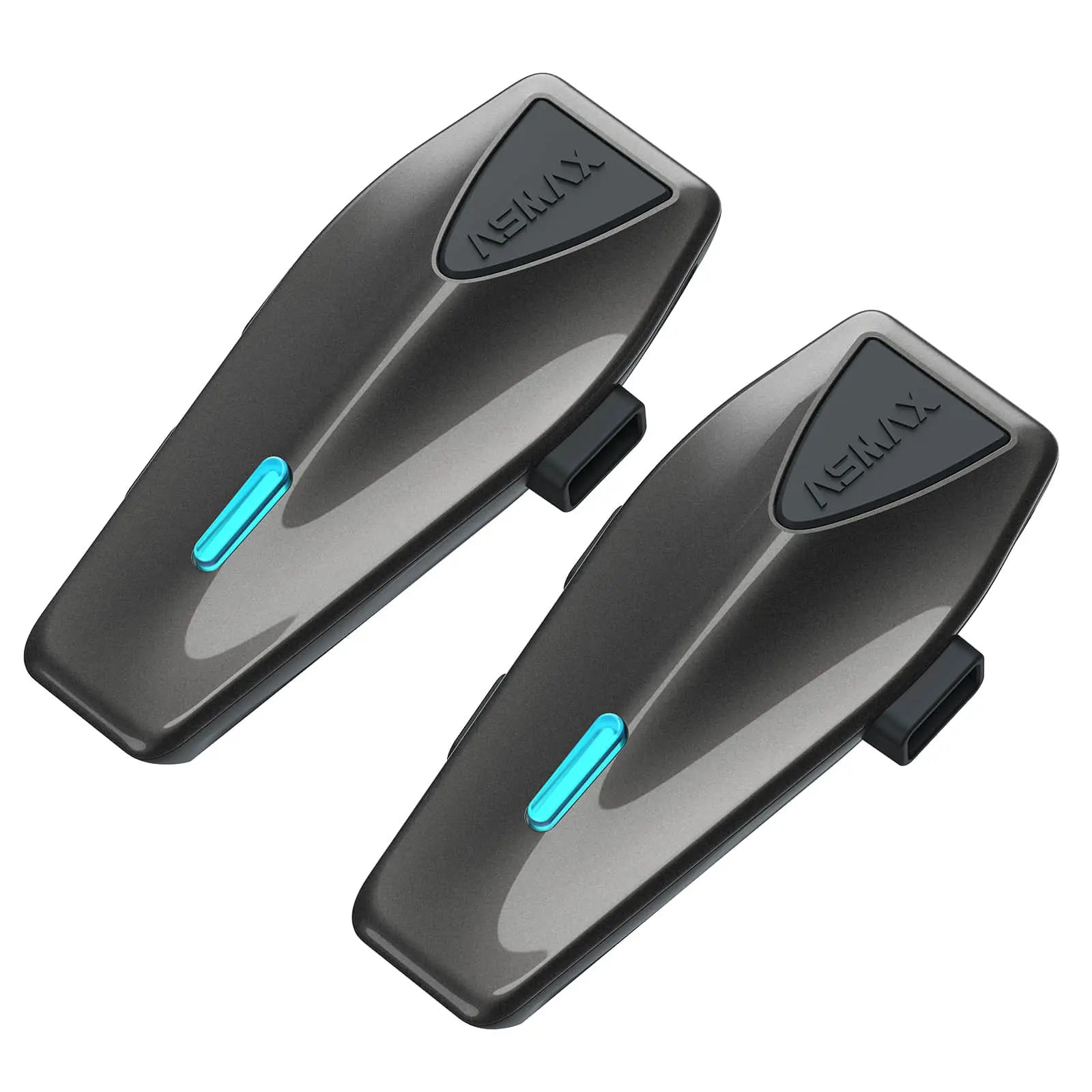 ASMAX S1 2-Pack Motorcycle Bluetooth Headsets, Voice Control, 8-Rider MESH Intercom, Bluetooth 5.4, IPX7 Waterproof, Dual Helmet Communication System