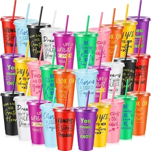30 count 24oz Inspirational Appreciation Gifts Cups Bulk for Teachers Women Men Employee, Motivational Positive Encouragement Team Gifts for Volunteer Staff Coworker Students (Bright Color)