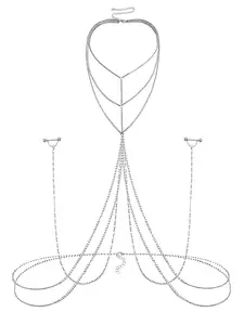 1 Piece Multi-layer Chain Design Nipple Ring & Body Chain, Fashion Stainless Steel Nipple Piercing Jewelry for Women, Trendy Versatile Party Accessories