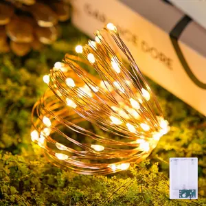 Warm White  Operated Fairy Lights: 50 LED Twinkle Christmas Tree Lights - 16ft Copper Wire  for Holiday Indoor Outdoor Decor
