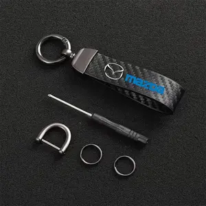 Carbon Fiber Style Car Keychain Microfiber Leather Key Chain For Mazda MX3 MX5 CX5 626 M3 MP BM GL 2 CX-7 CX30 CX4