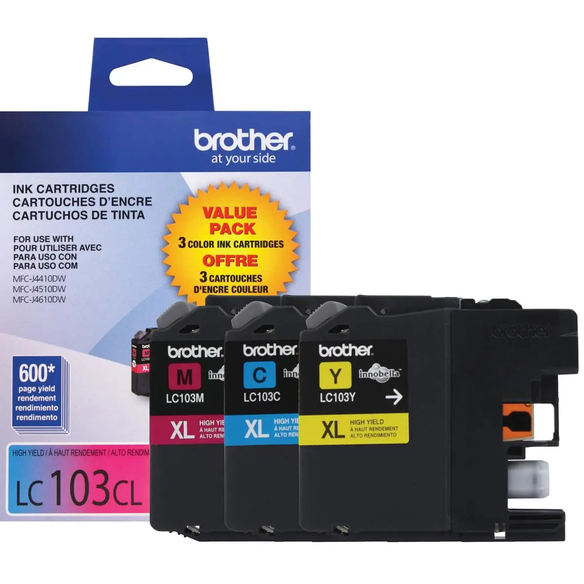 Brother Innobella XL Series High Yield Ink Cartridge Pack, Includes Cyan, Magenta and Yellow Ink Cartridges