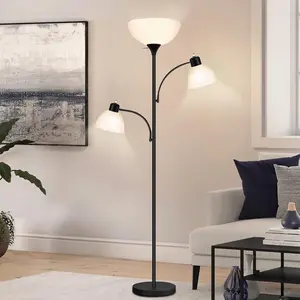 Floor Lamps for Living Room, 72" Tall Torchiere Floor Lamp with 8W Adjustable Reading Lights, Industrial Lamps for Living Room, Bedroom, Office, Black Tree Floor Lamp[3 Bulbs Included]