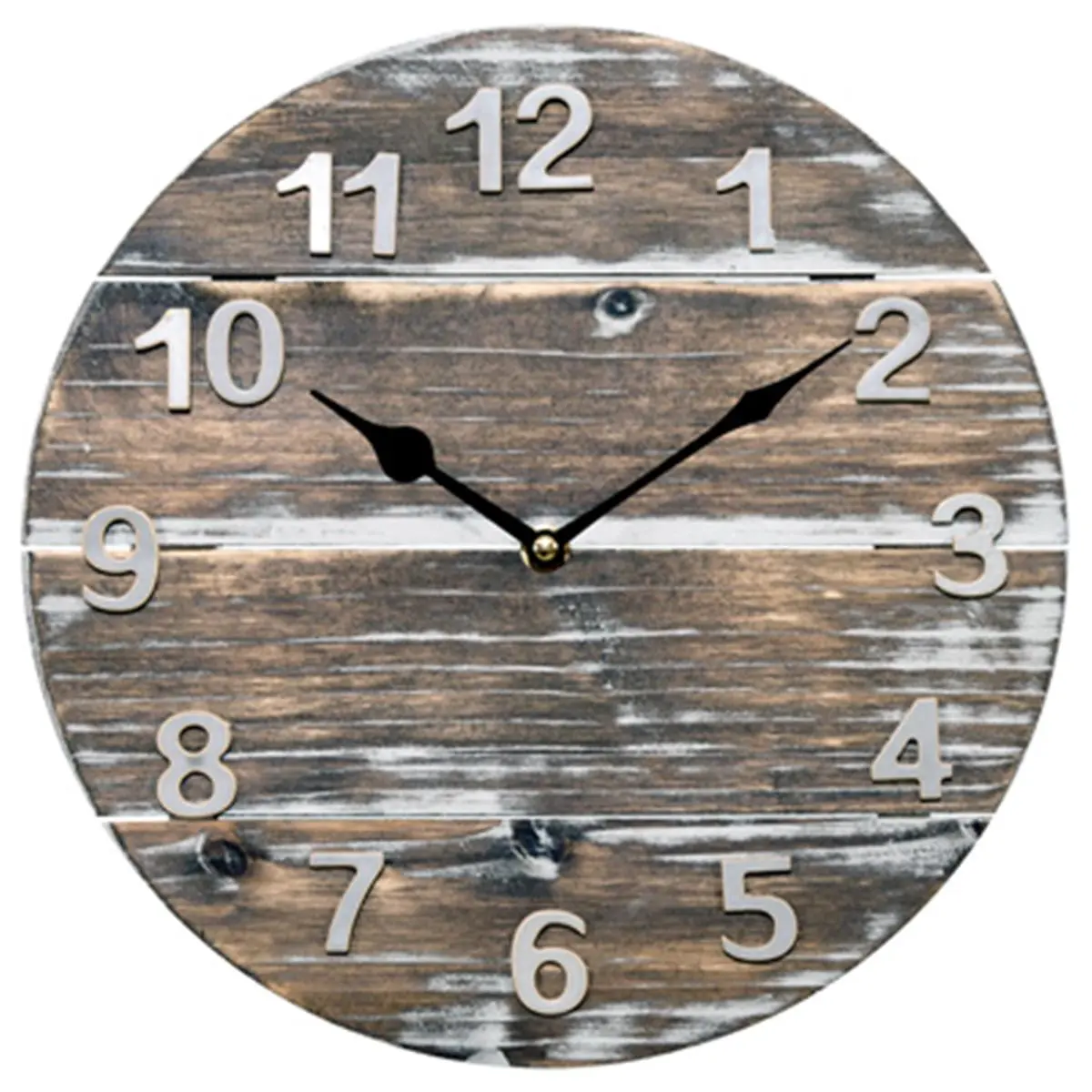 212 MAIN 12 in. Wooden Panel Open-Face Analog Clock - Metal-Accent Battery-Operated Non-Rechargeable Wall Clock, Home Decoration Items, Room Accessories for Household Use