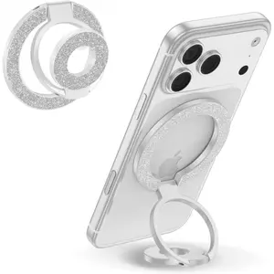 Magnetic Finger Phone Grip Holder Dual-Sided Magnet Gym Finger Ring Loop Adjustable MagSafe Finger Ring for iPhone 17 Pro Max Air 16e 16 15 14 13 12 Pro Max,Samsung,Phone Stand for Magnetic Car Mount