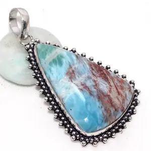 Larimar Gemstone Handmade Pendant 2.3"