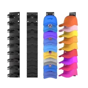 20-piece baseball cap storage rack, with two installation methods - adhesive or nail attachment. The stackable display rack is convenient for storage and can hold 20 hats.