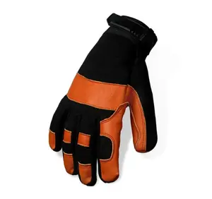 TSWM Leather Palm Work Gloves, Breathable Polyester Knit Back Safety Gloves for Aluminum Work, Woodworking, Construction & Industrial Labor