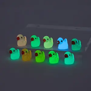 100pcs Vibrant Fluorescent Yellow Duck Figurines Decorative Sculptures - Charming Miniature Resin Ducks for Fairy Garden, Dollhouse Decor, Creative Micro Landscape Enthusiasts, and Quirky Collectibles