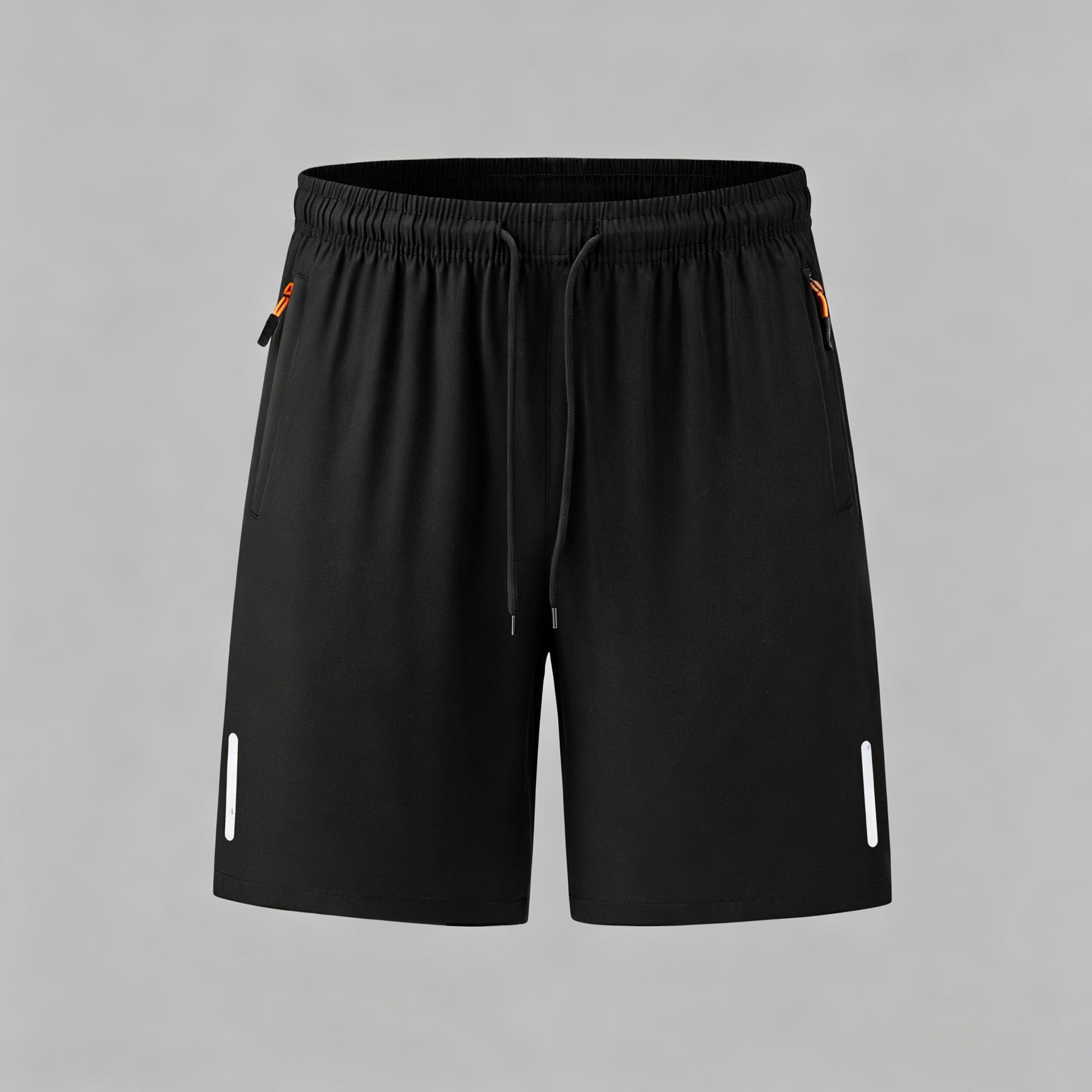 Men’s casual shorts—loose, comfortable, and breathable athletic shorts with reflective stripes on both sides of the legs. Available in multiple colors and suitable for all seasons; ideal for outdoor sports and fitness activities.