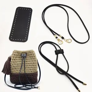 3 Piece PU Leather Bag Making Kit, Includes Bottom, Strap, and Drawstring, Perfect for DIY Bag Crafting, Essential Tools for Handmade Bags