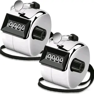 Pack of 2 - Clicker Counter, Metal Hand Tally Counter Clicker, 4 Digit Mechanical Palm Counter