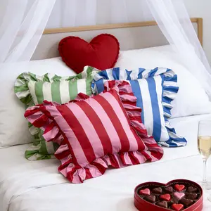 Striped Ruffle Home Decor Pillow, Valentine's Day New Year Gift, Perfect for Living Room Bedroom Sofa Holiday Decoration, Bedside Cushion, Home Decorative Cushion