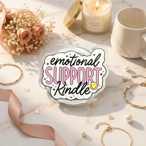 Emotional Support Kindle Grip, Book Lover Kindle Holder, Funny Reader Mobile Stand, Magnetic E-Reader Acrylic Socket Gift For Her Case Accessory