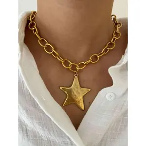 1Pc Summer Beach Sea Pendant Thick Chain Necklace, Suitable For Women Daily, Party, Travel Trendyjewelry Handmadefashionaccessory