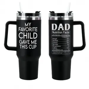 Fathers Day Gift for Dad Funny Dad Birthday Gift from Daughter Son Kids Double Sided Print 20oz Stainless Steel Tumbler My Favorite Child Gave Me This Cup Dad Nutrition Facts Leak Proof Car Travel Mug Cup Holder Friendly