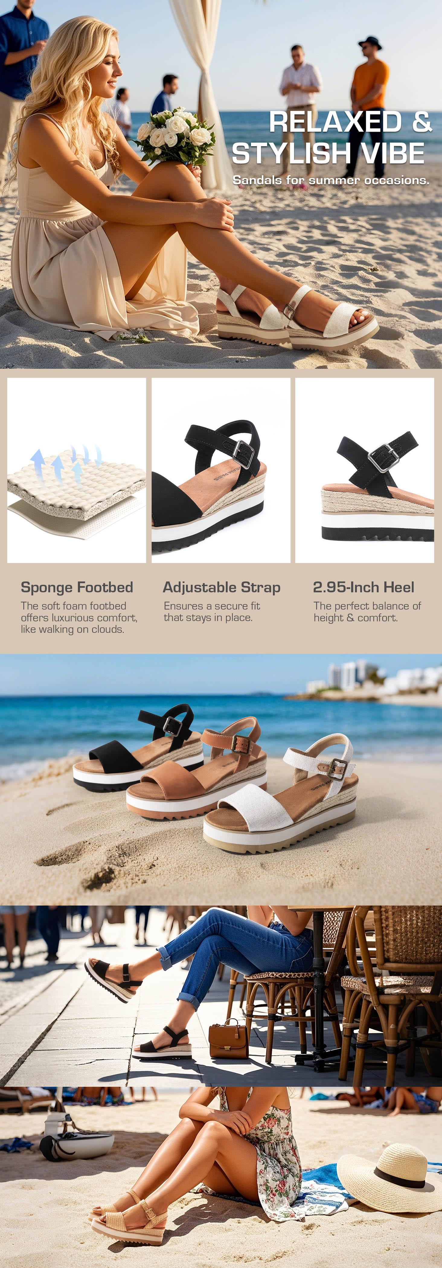 DREAM PAIRS Women's Fashionable Open-Toe Buckle Ankle-Strap Espadrilles Platform Wedge Sandals - Shoe with Wedge Heels for Women, Casual Daily Footwear
