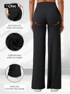High Waist Wide Leg Yoga Pants, Seamless Cut Drapey Show Legs Long, High Stretch Breathable Sweatproof, Versatile Commute Streetwear