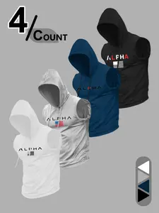 Men's Fashion Hooded Sports Vest, Workout Vest, Casual Summer Wear, Fitted Design, Moderate Fabric Thickness, Ideal for Outdoor Activities