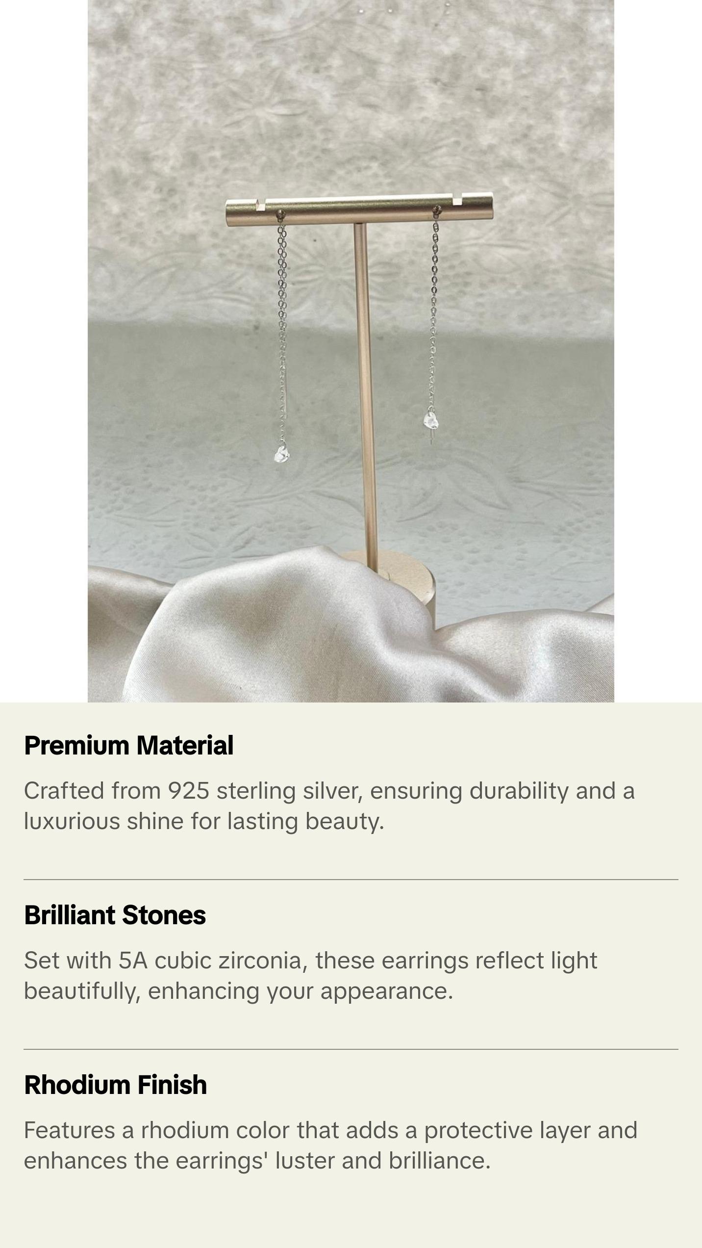 Long Chain Link Dangling Thread Pull Through Earrings