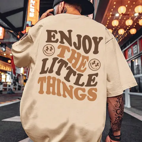 Men's Regular Fit Cartoon & Slogan Graphic Drop Shoulder Tee, Summer Clothes Casual Streetwear Soft Comfy Stretch Jersey Round Neck Half Sleeve T-shirt For Daily Wear, National Day Clothing, Men's Summer Clothes, Casual Tee Tops
