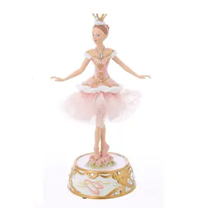 Kurt Adler 10-Inch Pink Ballerina Figure with Musical Base