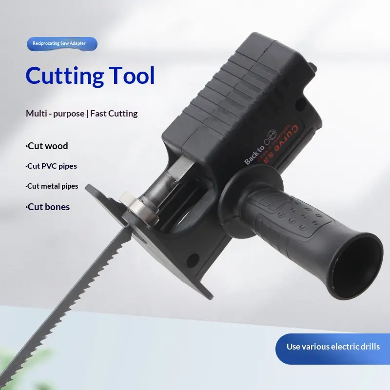 Handheld Electric Drill-Saw Converter, Small Home Use Reciprocating Saw Accessory with Chainsaw Attachment Head for Woodworking Projects