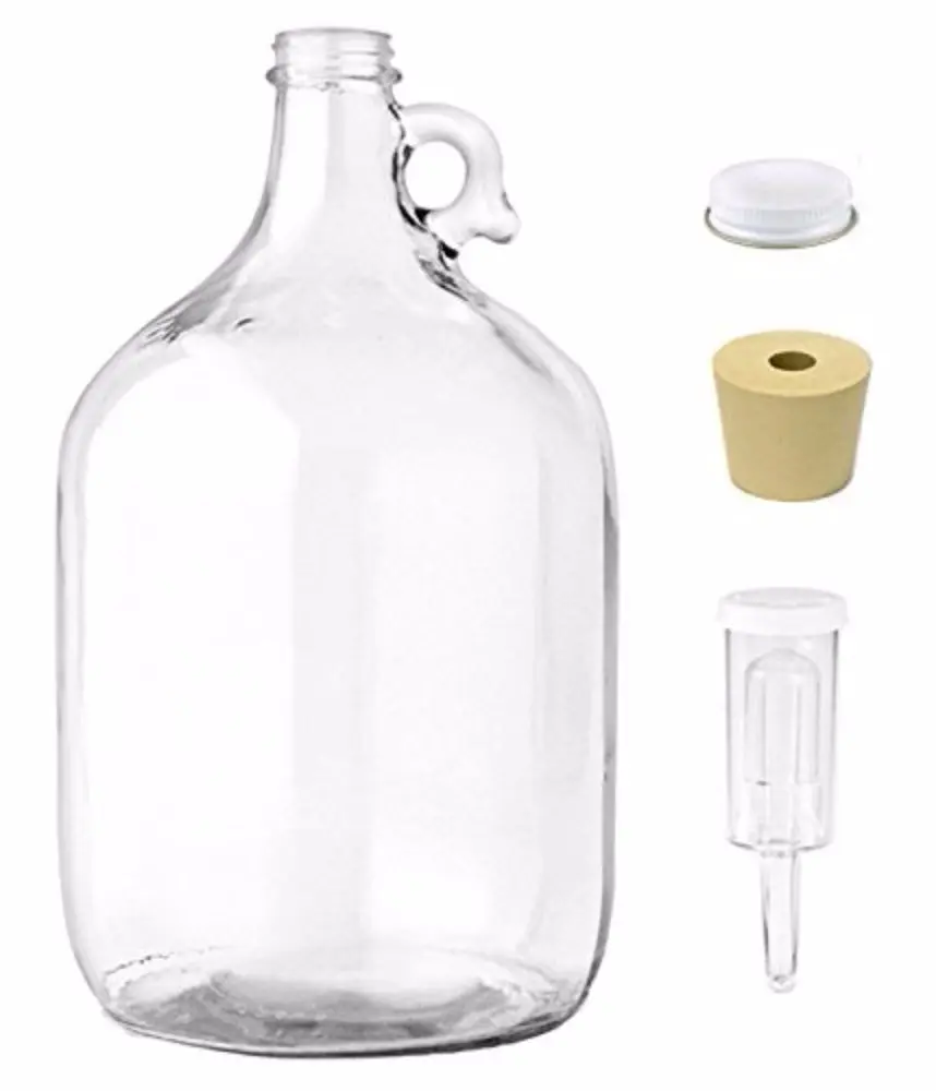 Home Brew Ohio 1 Gallon Jug W/ Econolock,Metal Screw Cap,#6 Drilled stopper