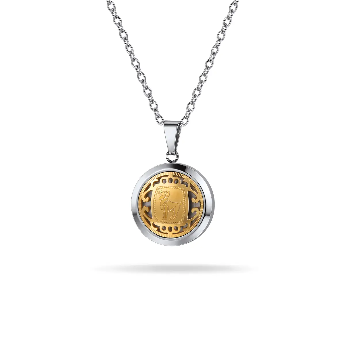 PROSTEEL Constellation Pendant Necklace Stainless Steel Zodiac Star Sign Two Tone Locket Necklaces Jewelry Unisex For Men Women with Gift Box