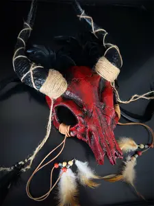 Faux Skull Headdress - Bloody Red