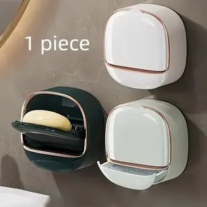 Wall-Mounted No-Drill Soap Holder Rack, Bathroom Home Drainage Luxury Cream Style Storage Box, Soap Organizer, Storage Accessories, Soap Dish