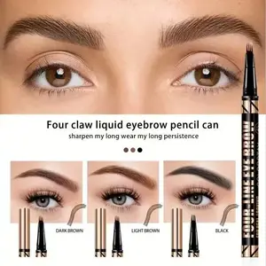 4-head liquid eyebrow pencil, Waterproof eyebrow makeup, sculpted brows, waterproof and sweatproof, creates natural eyebrows, sketches hair-like strokes, long-lasting and smudge-resistant, suitable for all skin types, holiday gift for women