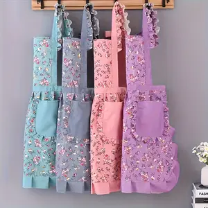 1pc Women'S Apron - Elegant Patterns in Pastel Colors (Light, Pink, Purple, Lavender, ) - Durable Polyester Kitchen Apron for Cooking, Baking, Gardening, Painting, Office - Perfect Christmas, Thanksgiving, Birthday, Hous