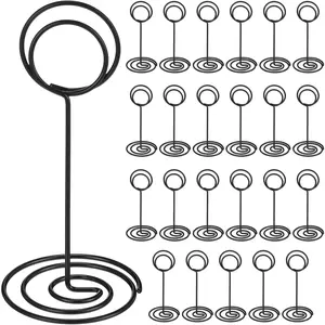 24Pcs 3.35 Inch Table Number Holder Place Card Photo Holder Picture Name Menu Clips Memo Cards Stand for Wedding Reception Anniversary Birthday Party Centerpieces (Black) - Home Improvement.