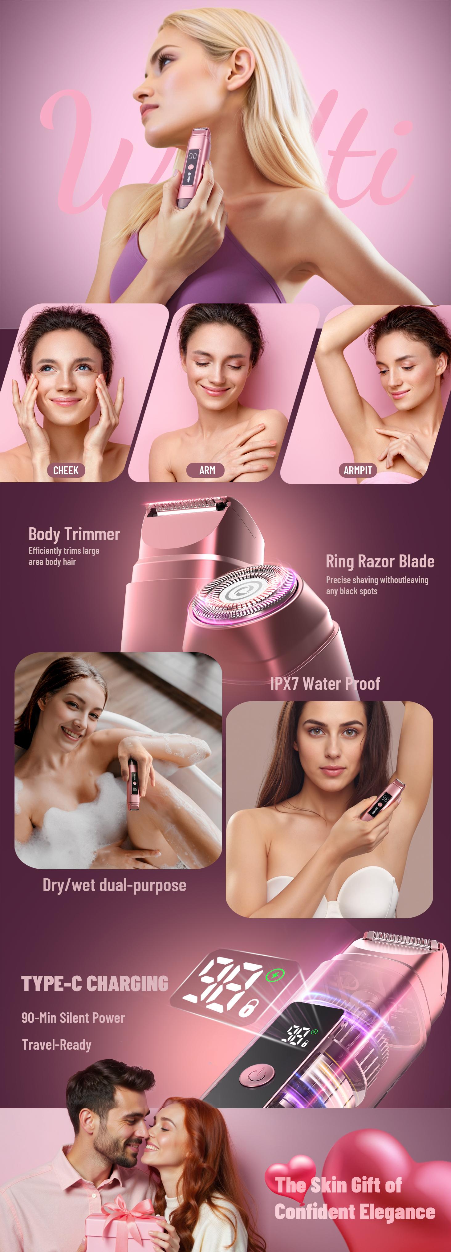 [TikTokShopStockUp]Fangaci Mini Electric Razor for Men, Upgraded Foil Shaver with 3 Blade Heads, IPX7 Waterproof, LED Display, USB Type C Rechargeable, Smart Travel Lock, Multifunctional Showerproof