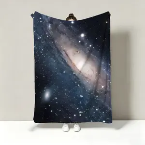 Flannel blanket with printed stunning starry sky galaxy astronaut perspective, cotton-like texture, popular office nap small blanket, shawl, sofa throw, air-conditioning blanket, plush children's small blanket, customizable