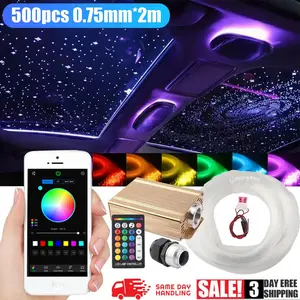 500PCS Fiber Optic Star Light Kit RGBW Twinkle Car Home Headliner Roof Starry Ceiling Lights APP Remote Control Auto Interior Decor Starlight Headliner Kit Home Theater Atmosphere Lamp