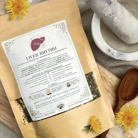 Liver Rhythm: Loose-Leaf Herbal Tea Blend For Mindful Liver Nourishment (Caffeine-Free) Traditional Herbal Detox Beverage with Turmeric, Ginger, Dandelion, Stinging Nettle, Papaya Leaf, & Marshmallow Root