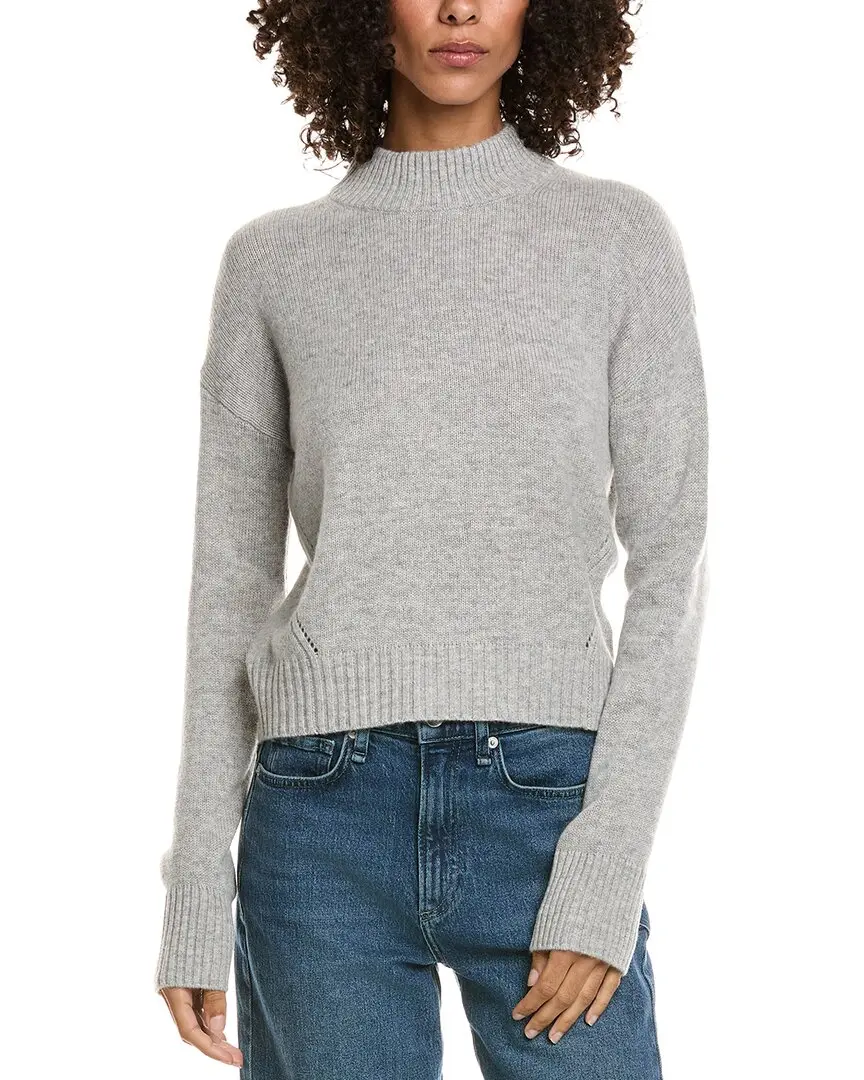 InCashmere Crop Mock Wool & Cashmere-Blend Sweater