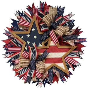Patriotic wreath for front door – Fourth of July decor | Rustic wooden star and burlap ribbon | Perfect porch decor and outdoor decor for Memorial Day | Showcase American pride effortlessly | Hobby Lobby home decor vibe