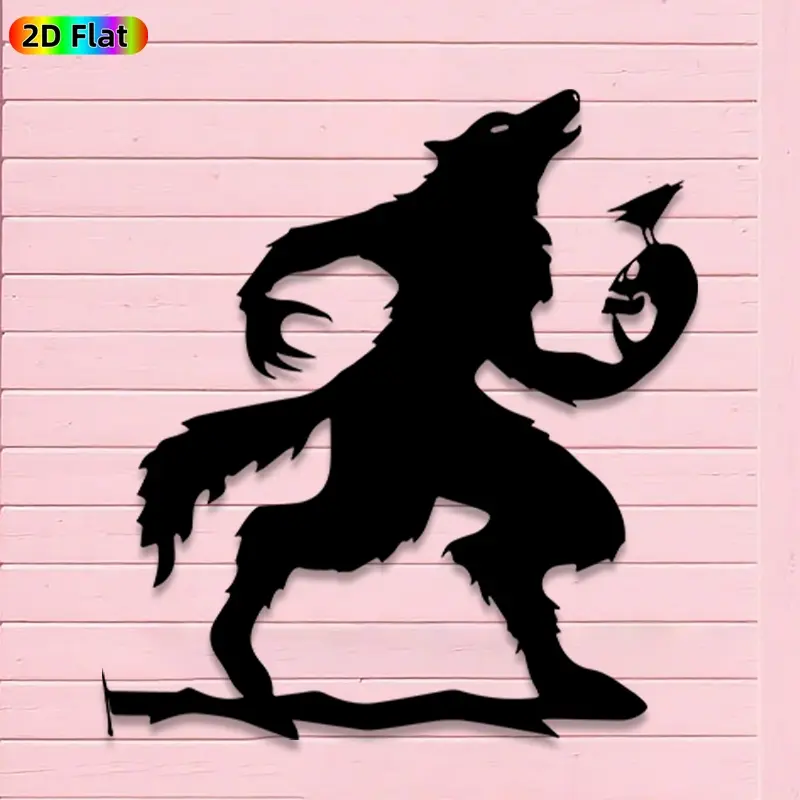 1pc Avant-Garde Werewolf Metal Wall Art, Avant-Garde Werewolf Statue Mural, Iron Craft, Perfect for Living Room, Garden, Zoo Corner Decor, Silhouette Wall Decor, Intricate Craftsmanship, Halloween Decor, Ideal Gift for Trend Seekers