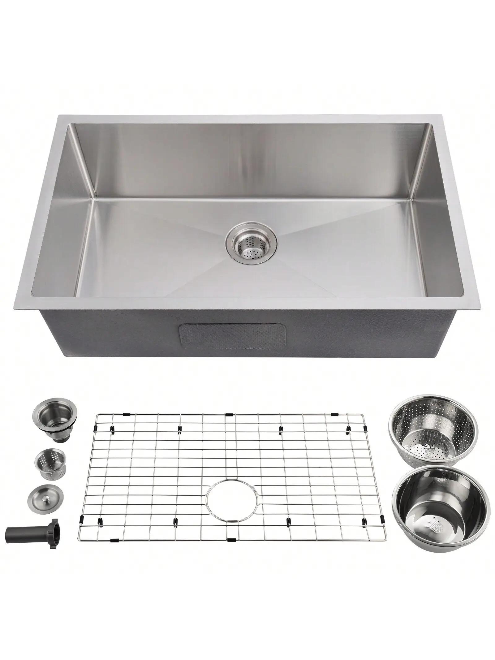 Homfan 16-Gauge Stainless Steel Undermount Large Rectangle 30-32 in Kitchen Sink - Easy Drain, Low Noise, Easy Clean, with Installation Accessories