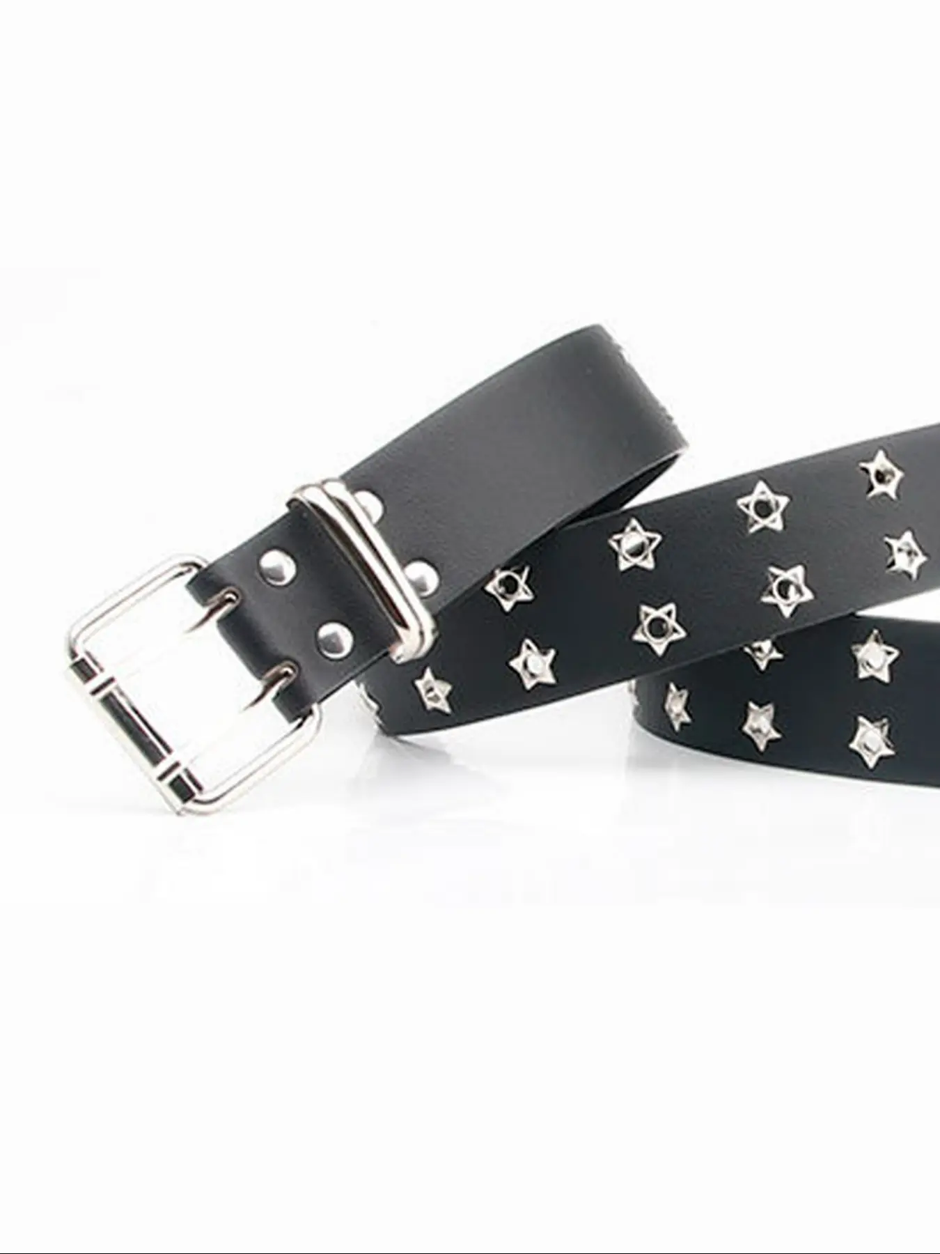 1pc Unisex Y2K Punk Style PU Leather Belt, Star Rivet Design 