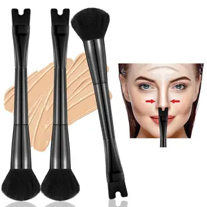 U Shape Nose Contouring Makeup Brush 2 in 1 Dual Ended for Precision Sculpting and Defining, Perfect Blush Highlighter and Cheekbone Application for Beginners and Professionals, Makeup Blending Brush
