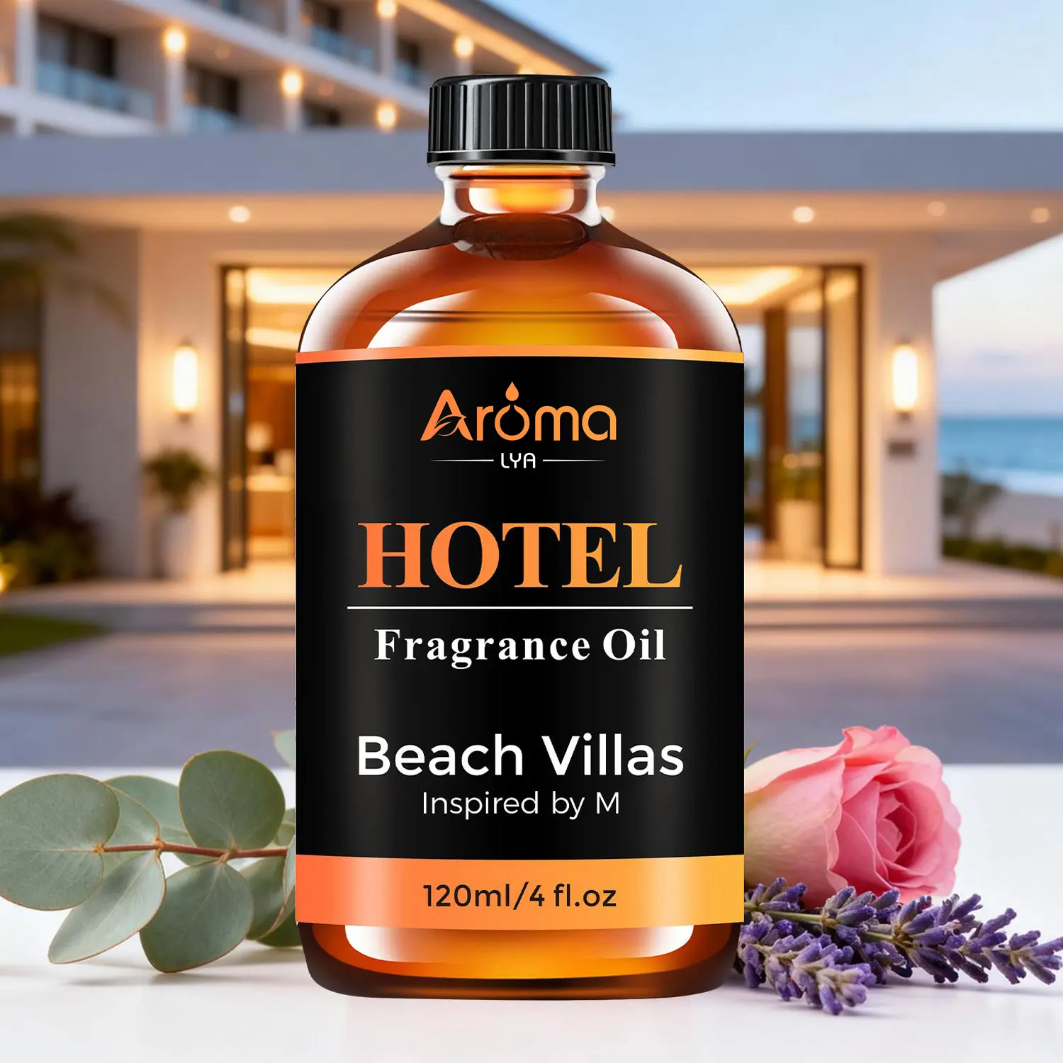 Hotel Essential Oil Inspired by Beach Villas Aromatherapy Fragrance Oil- Eucalyptus, Lavender,  Rose Notes- Ideal for Diffuser/Humidifiers Perfume Scented 120ml