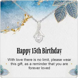 15 Birthday Gifts necklace with card & box, Birthday Gift for 15 Year Old, 15 Necklace, Quinceanera Necklace, Birthday 15 Year Old Present, Happy Birthday Necklace for Teens