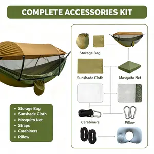 3-in-1 Anti-Bug Sunshade Mesh, Foldable Outdoor Hanging Accessory for Camping, Hiking Hammocks