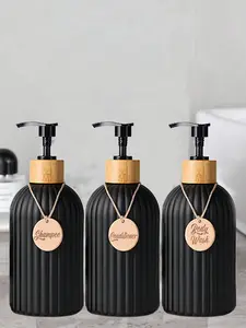 3pcs 16.9Oz Refillable Shampoo Bottle, Conditioner Bottles With Plastic Pump, Bathroom Shower Shampoo Dispenser Set, Empty Shampoo Bottles