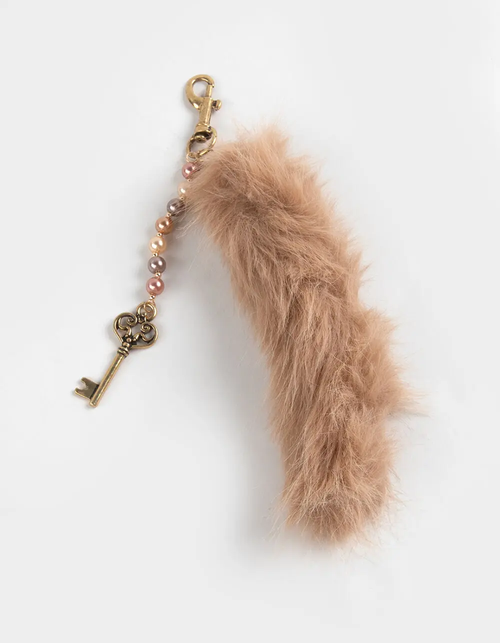 FULL TILT  Womens Faux Fur Tail Bag Charm, Tan